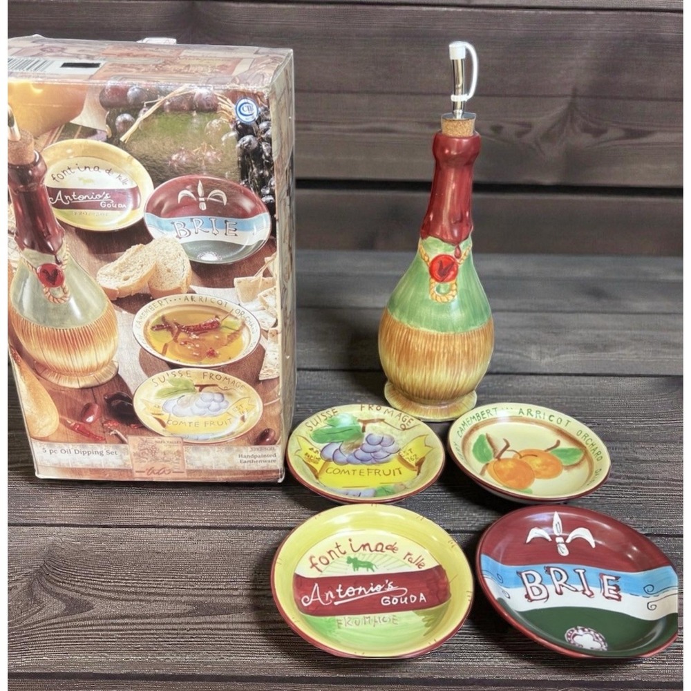American Atelier At Home NAPA VALLEY Set of 5 Oil Dipping Set Earthenware NOS